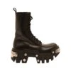 Balenciaga 'bulldozer' Black Lace-up Boots With Logo And Studs In Leather Woman