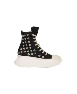 Abstract Sneak Black/milk/milk Black Canvas Hi Sneaker With Metal Snaps - Abstract Sneaks