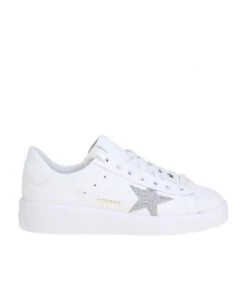 Golden Goose Pure Star Leather Sneakers With Crystal Star
