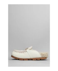 Mou Winter Bio Slipper-mule In White Leather -Urban Shoes World 11e98cddb517906f11d6aab229a56637