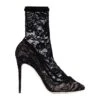 Dolce & Gabbana Black Pointed Boots In Chaintilly Lace Woman