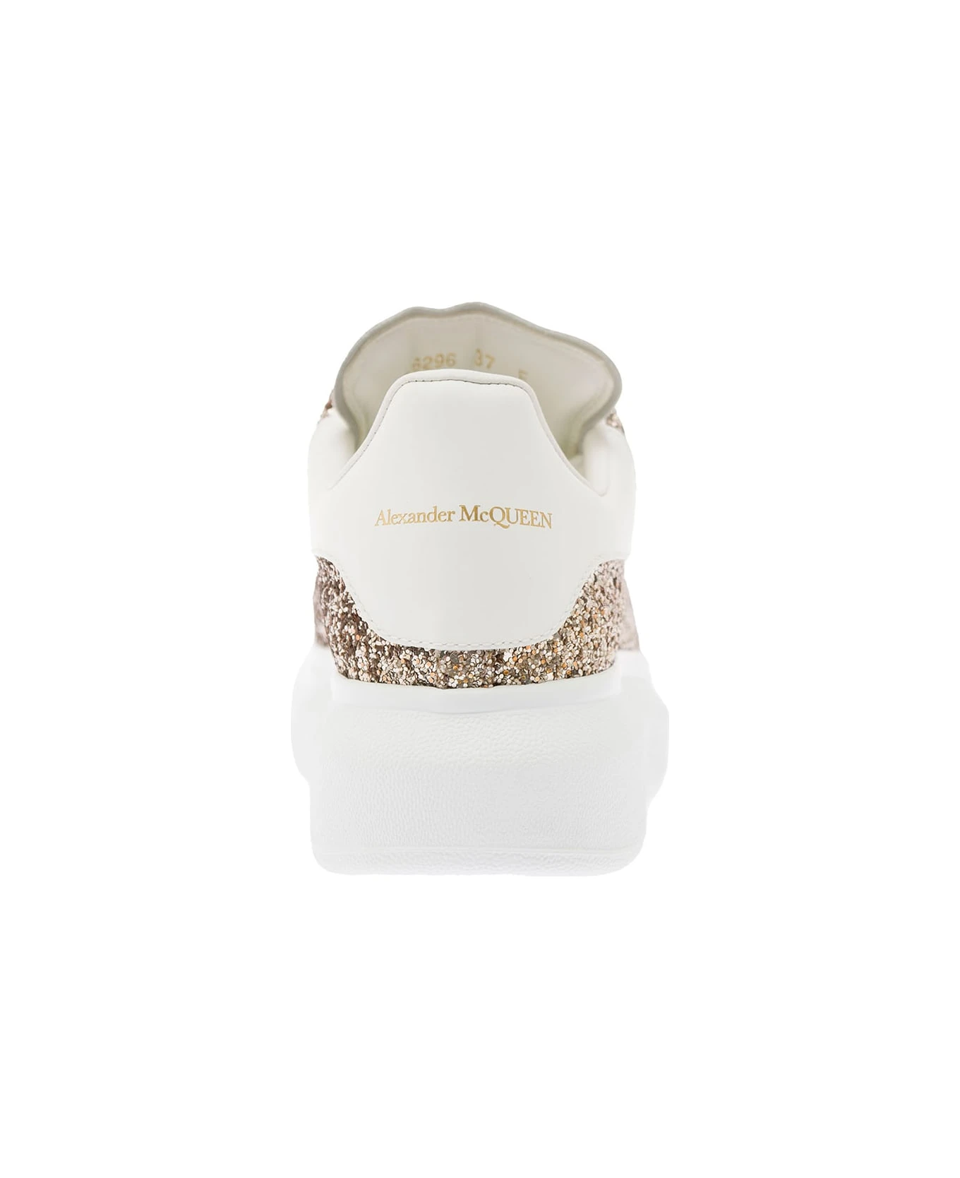 Alexander McQueen Gold-tone 'larry' Sneakers With Glitter Detailing In Polyester Woman 4 Alexander McQueen Gold-tone 'larry' Sneakers With Glitter Detailing In Polyester Woman - Image 4