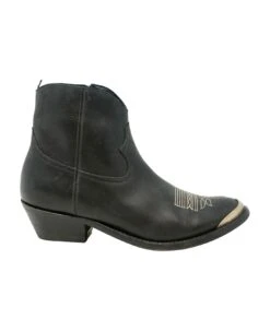 Golden Goose Young Black Leather Ankle Boots