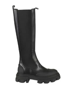Ganni High Chelsea Boot Black Stitch