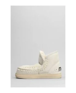 Mou Eskimo Sneaker Low Heels Ankle Boots In Beige Suede -Urban Shoes World 1dbb96ee08aa4232efa8ab4f3b173932