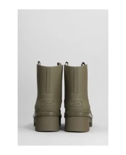 Chloé Rainboots Combat Boots In Green Rubber/plasic -Urban Shoes World 21f2664fe1c41f8644b2e64d3af554d5