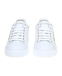 Dolce & Gabbana Portofino Sneakers In White Leather With Logo Pearl -Urban Shoes World 2946cd04f2ffca7c0ec639679207ddb5