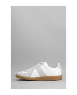 Maison Margiela Replica Sneakers In White Leather -Urban Shoes World 301bc5512b30fde7946113f90360a04c