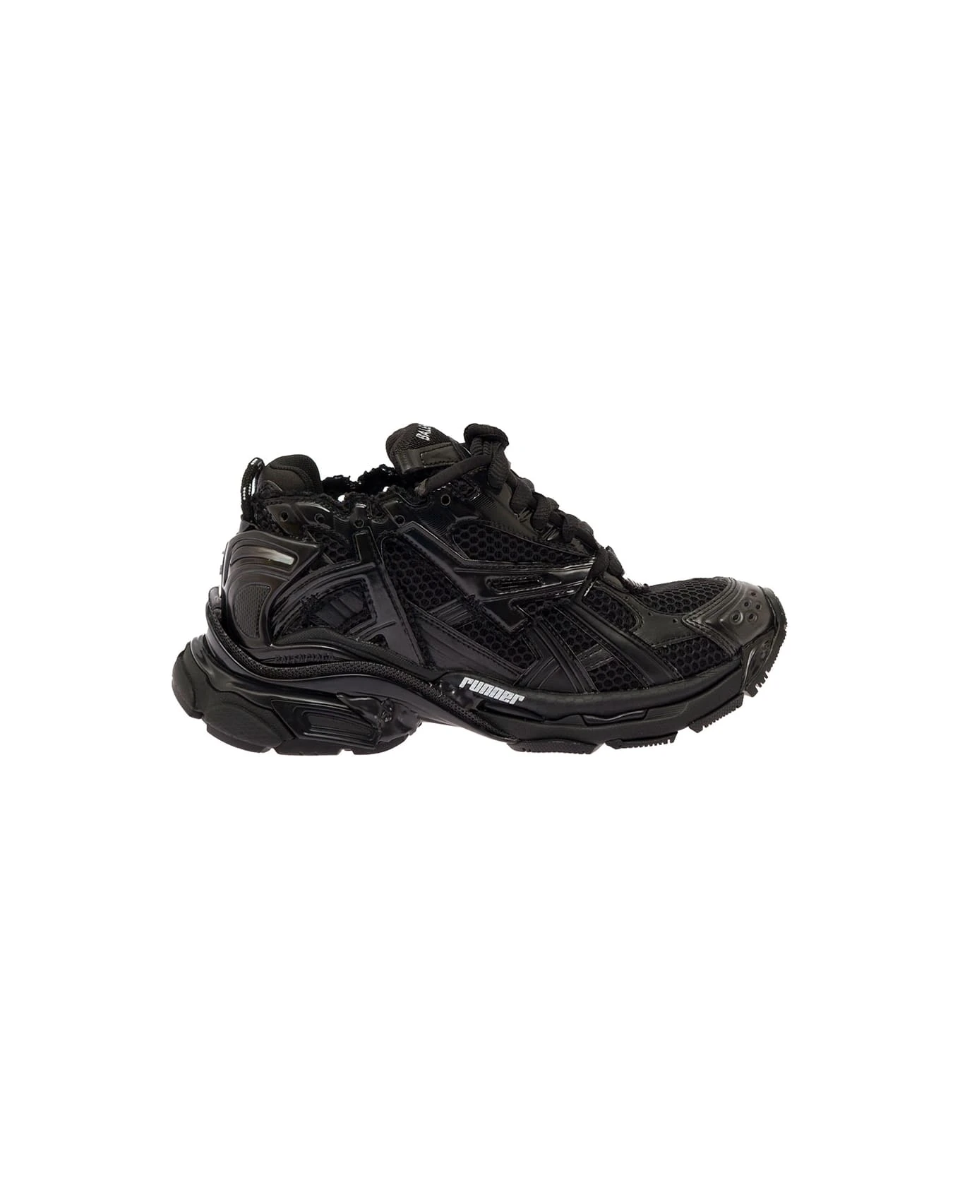 Balenciaga 'runner' Black Sneakers With Mesh Details In A Mix Of Materials Woman 1 Balenciaga 'runner' Black Sneakers With Mesh Details In A Mix Of Materials Woman