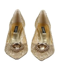 Dolce & Gabbana Taormina Pumps In Lace And Gold Color -Urban Shoes World 372b4f79e939d63991b2e53d6260ce31