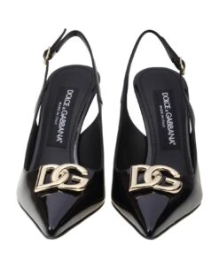Dolce & Gabbana Slingback In Black Glossy Calfskin -Urban Shoes World 3940205016bc55a324e16b9b45c933b3