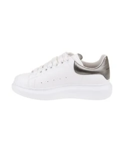 Alexander McQueen White Oversized Sneakers With Metallic Dark Grey Spoiler -Urban Shoes World 39e6740c76c28d36db28932dc05096b7