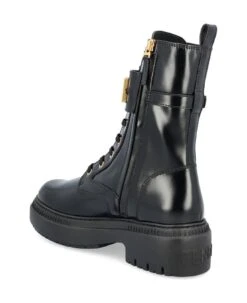 FENDI Logo Plaque Lace-up Biker Boots -Urban Shoes World 3c5207d69fbce90d168a12eb95b9e55d
