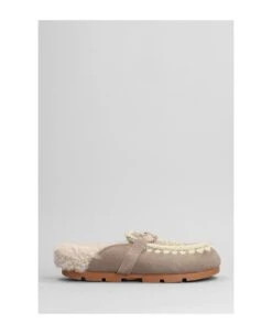 Mou Winter Bio Slide Slipper-mule In Grey Suede