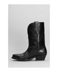 Golden Goose Wish Star Texan Ankle Boots In Black Leather -Urban Shoes World 4167efa0dd1cae388bd3862a313387bf