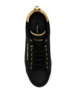 Dolce & Gabbana Black Nappa Leather Portofino Sneakers -Urban Shoes World 42539a79dc89efadce80c336b9dc7490