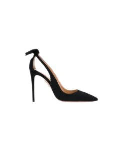 Aquazzura Woman's Black Suede Pumps With Bow Detail