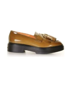 Santoni Leather Loafer With Tassels