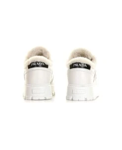 Prada Sneakers In Leather And White Sheepskin -Urban Shoes World 4d8b32174dae9a325b4013bd37d11863