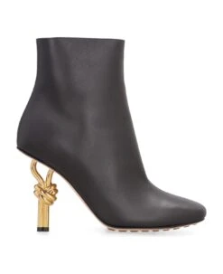 Bottega Veneta Knot Leather Ankle Boots