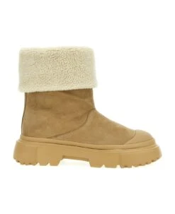 Hogan Sheepskin Detail Ankle Boots