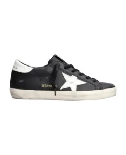 Golden Goose Superstar Sneakers In Black Leather