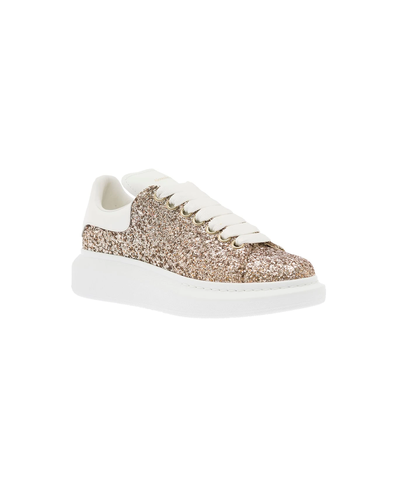 Alexander McQueen Gold-tone 'larry' Sneakers With Glitter Detailing In Polyester Woman 2 Alexander McQueen Gold-tone 'larry' Sneakers With Glitter Detailing In Polyester Woman - Image 2