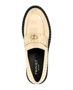 TWINSET Studded Logo Loafers -Urban Shoes World 6124b0957407f60228bddab59761bf9b