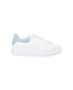 Alexander McQueen White Oversize Sneakers With Light Blue Suede Spoiler