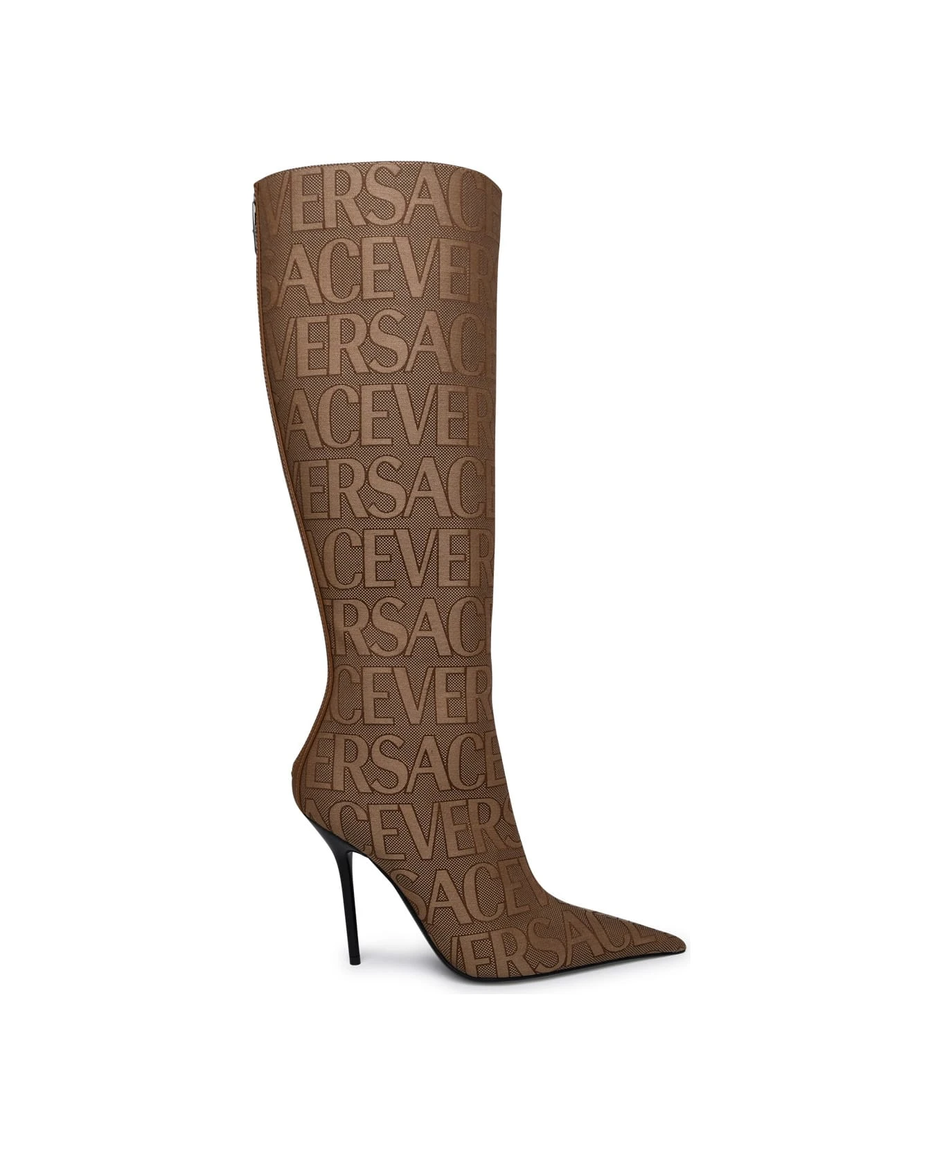 Versace Beige Cotton Blend Boots 1 Versace Beige Cotton Blend Boots