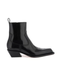 Off-White Leather Texan Ankle Boots