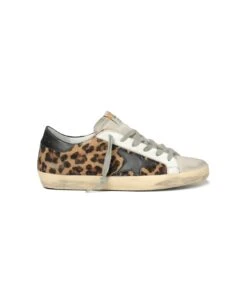 Golden Goose Super-star Leopard Horsy Upper Suede Toe Leather Star And Heel