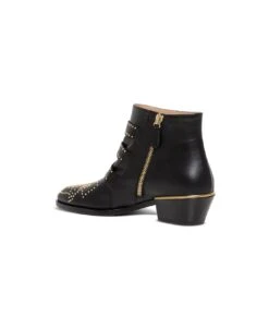 Chloé Woman's Susanna Black Leather Ankle Boots With Studs Detail -Urban Shoes World 7cdf67767e44578ed625faa8b33b8bc2