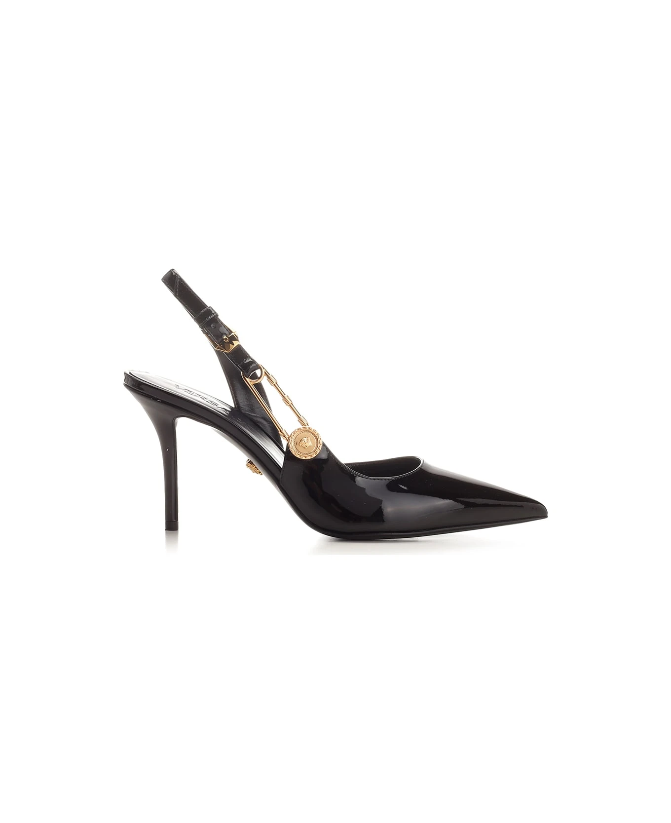Versace Black "safety Pin" Slingbacks 1 Versace Black "safety Pin" Slingbacks