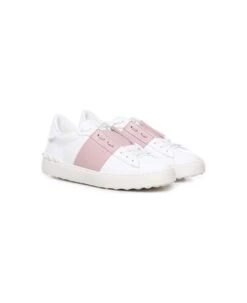Valentino Garavani Open Whie, Pink Leather Sneakers -Urban Shoes World 82d98fcaa4dfb8858349e732794b8f3a