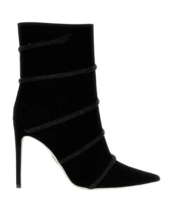 Suede Rhinestone Ankle Boots