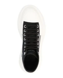 Alexander McQueen Logo Canvas Sneakers -Urban Shoes World 88a1ec99799e6c7f1948cddd396238e9