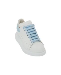 Alexander McQueen White Oversize Sneakers With Light Blue Suede Spoiler -Urban Shoes World 89d663e2b9a462c3bb74a7be18c88018