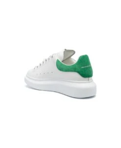 Alexander McQueen White Oversized Sneakers With Bright Green Spoiler -Urban Shoes World 9109b487d48a53ffeebb786750bca47a