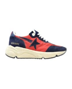 Golden Goose Red/blue Leather Suede Running Sneakers