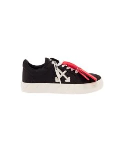 Off-White Black Low Top Sneakers With Arrow Motif And Zip-tie Tag In Canvas Woman