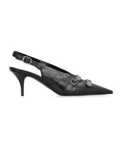 Balenciaga Cagole Leather Slingback Pumps