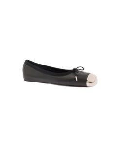 Alexander McQueen Black Ballet Flats With Metallic Toe In Smooth Leather Woman -Urban Shoes World 952b83cad85dce0d9ebee4170b775b1b
