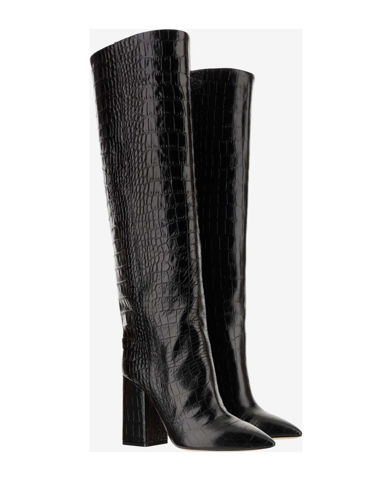 Paris Texas Leather Boot With Croc Print 2 Paris Texas Leather Boot With Croc Print - Image 2