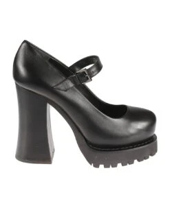 MOSCHINO Ankle Strap Block Heel Pumps