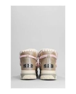 Mou Trainer Low Heels Ankle Boots In Beige Leather -Urban Shoes World 9b36cacaec3d316b3baa5c59fd22b20d