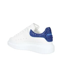 Alexander McQueen White And Blue Oversized Sneakers With Rhinestones -Urban Shoes World 9c53723ac619466ff02b7d22f7251ded