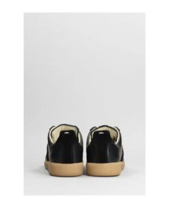 Maison Margiela Replica Sneakers In Black Leather -Urban Shoes World 9d6c757cf5be149927be298f5693234c
