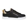 Dolce & Gabbana Portofino Sneakers In Black Leather With Logo Pearl