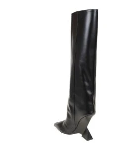 Cheope Tube Leather Boots With Sculpture Heel -Urban Shoes World af76fdde236fc1717accbcb13d275332